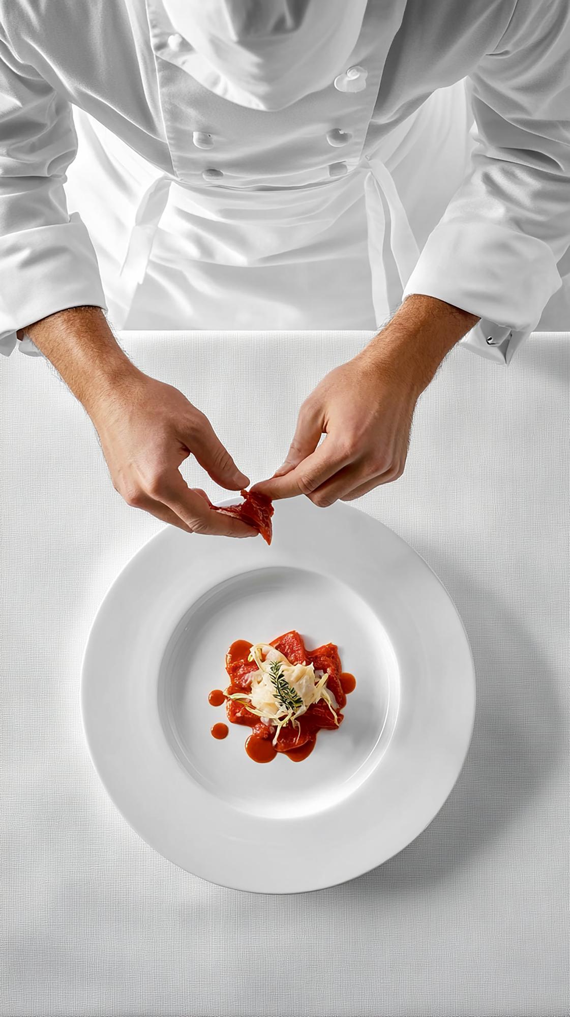 Chef che prepara un piatto artigianale